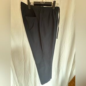 Muji Men's seersucker Navy Dress Pants with Drawstring Waist
